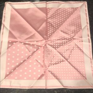 Pink silk polkadots pocket square; clean,